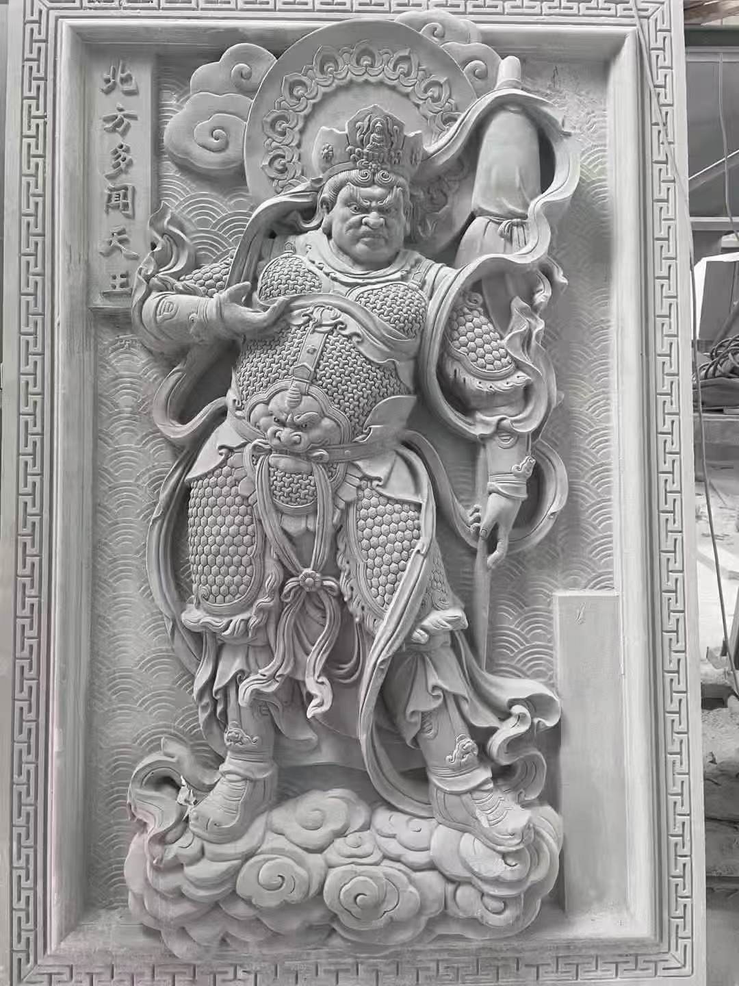江西 芝麻灰花岗岩人物雕刻——多闻天王